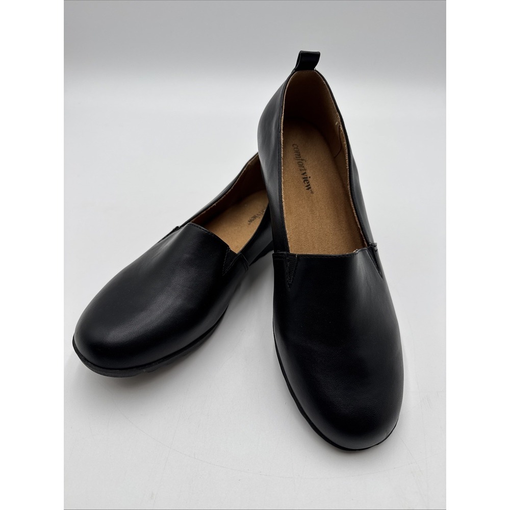 Comfortview June Slip-On Flat Shoes Black Women's Size 11WW Business Casual Nice